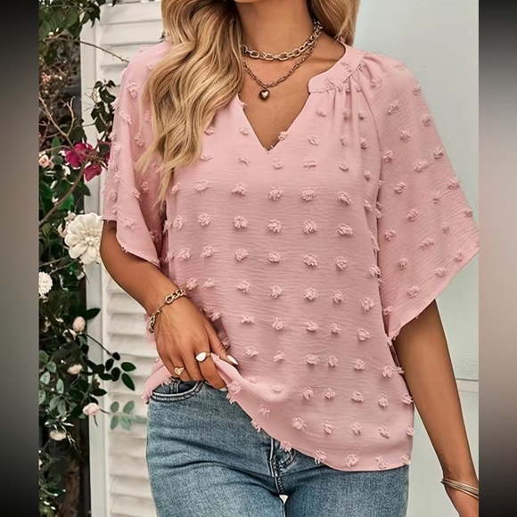 Boho V neck Swiss dot blouse - Picture 16 of 16